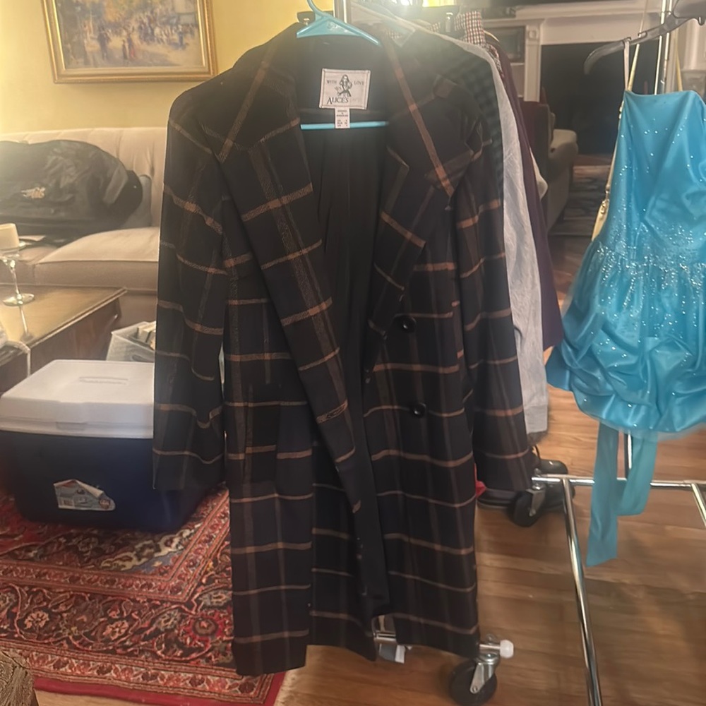 Plaid trench coat jacket